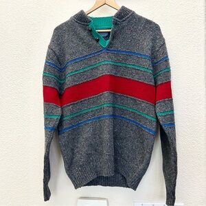 Vintage 80's Pendelton Gray Flecked Virgin Wool Vneck grey size M made in USA